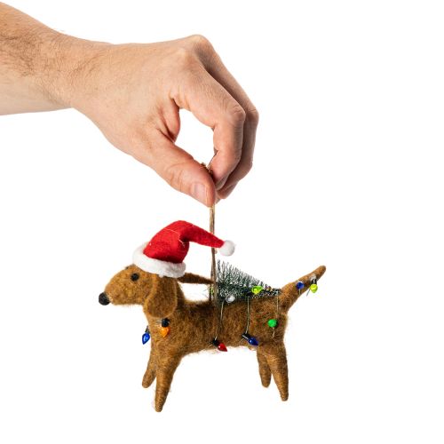 Enfeite decorativo de cachorro dachshund para árvore de Natal, 16 cm, 2 peças. | Floristik24.pt