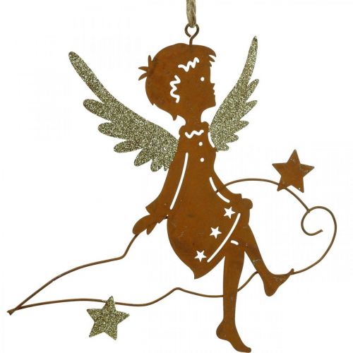 Floristik24 Cabide decorativo decoração de anjo de natal metal ferrugem 15 cm 6 unidades