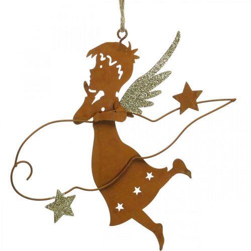 Floristik24 Cabide decorativo decoração de anjo de natal metal ferrugem 15 cm 6 unidades
