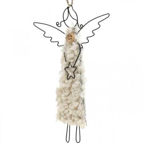 Floristik24 Pingente de anjo anjo de natal preto, creme 13,5cm 4uds