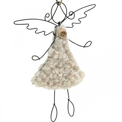 Floristik24 Pingente de anjo anjo de natal preto, creme 13,5cm 4uds