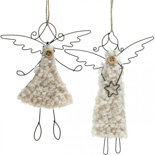 Floristik24 Pingente de anjo anjo de natal preto, creme 13,5cm 4uds