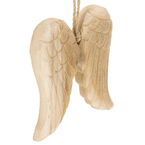 Pingente de asa de anjo de madeira para decoração suspensa, 12 cm