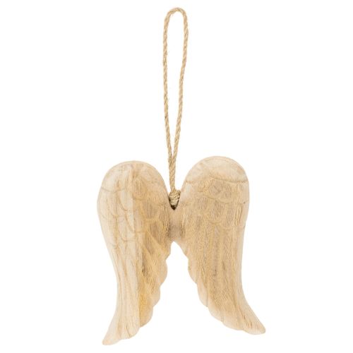 Pingente de asa de anjo de madeira para decoração suspensa, 12 cm | Floristik24.pt