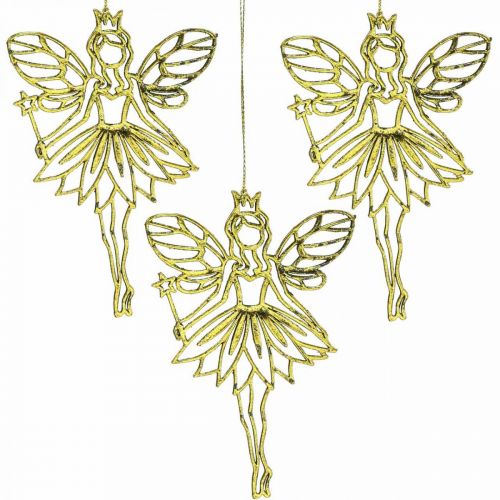 Pingente de duendes elfos para decoração de árvore de Natal dourado H15cm 16uds