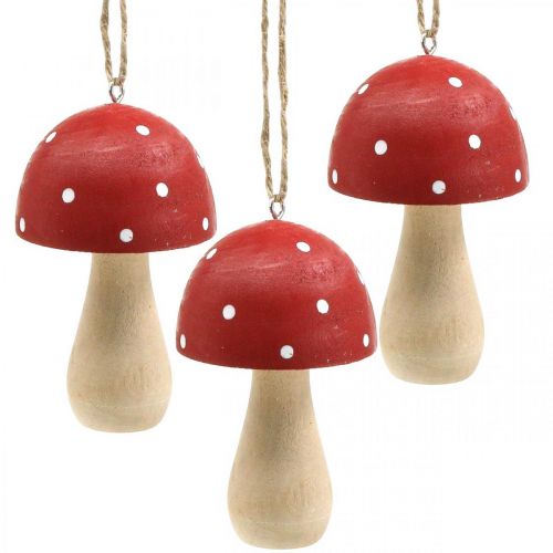 Floristik24 Cogumelos decorativos fly agaric cogumelos de madeira para pendurar H8.5cm 6pcs