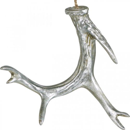 Floristik24 Decoração de pingente de Natal chifres Advento prata 15 cm 4 unidades