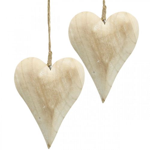 Floristik24 Coração de madeira, coração decorativo para pendurar, decoração coração A16cm 2uds