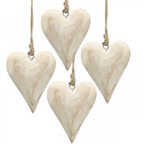 Floristik24 Coração de madeira, coração decorativo para pendurar, decoração coração A10cm 4uds