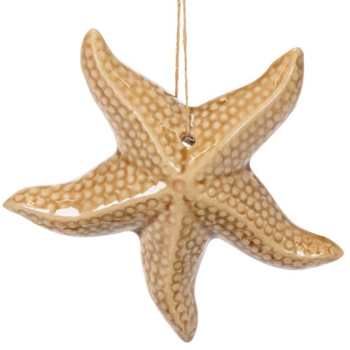 Itens Estrela-do-mar decorativa de cerâmica para pendurar, com um toque marítimo, decoração de verão para a casa, 12 cm, 2 peças