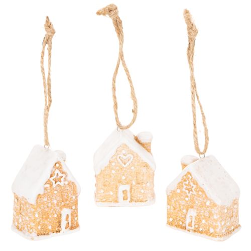 Casinha de Gengibre de Cerâmica para Pendurar, Decoração de Inverno Natalina, 6cm, 3 peças comprar | Floristik24.pt