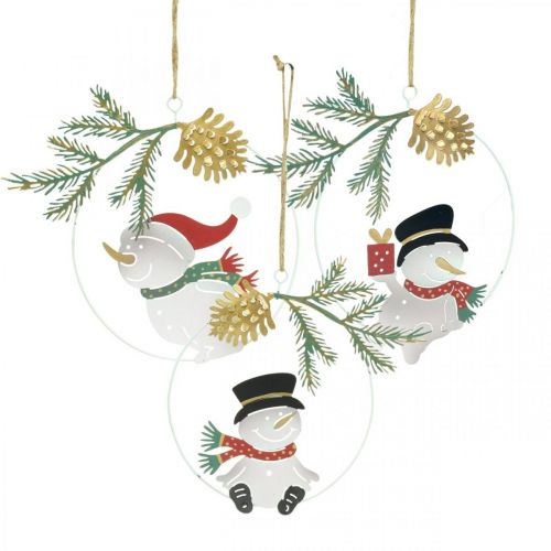  Pingente de natal boneco de neve decoração anel metal Ø14cm  3uds - compre barato online