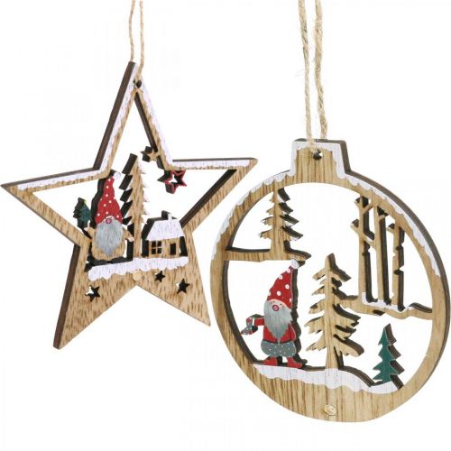 Floristik24 Pingente de Natal enfeites de árvore de Natal gnomo 8/10cm 12uds