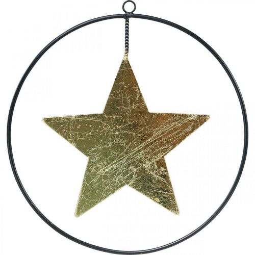 Floristik24 Decoração de Natal pingente estrela ouro preto 12,5 cm 3 unidades