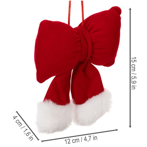 Laço de tecido de flanela com acabamento em pelúcia, para pendurar, 15 cm | Floristik24.pt