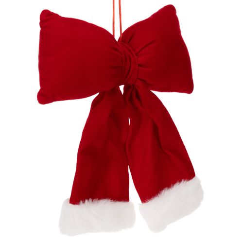 Laço decorativo de flanela com acabamento em pelúcia para pendurar, 25 cm