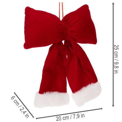 Laço decorativo de flanela com acabamento em pelúcia para pendurar, 25 cm | Floristik24.pt