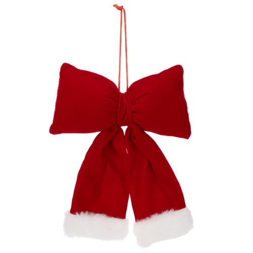 Laço decorativo de flanela com acabamento em pelúcia para pendurar, 25 cm | Floristik24.pt