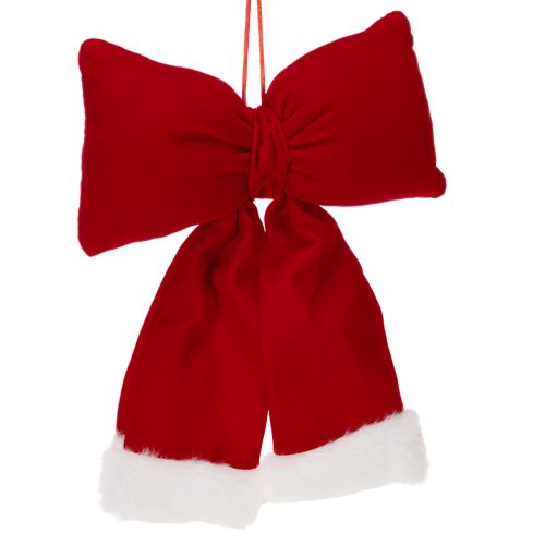 Laço decorativo de flanela com acabamento em pelúcia para pendurar, 25 cm | Floristik24.pt