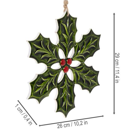 Enfeite de azevinho, decoração natalina para pendurar, 26 cm | Floristik24.pt