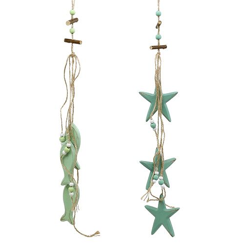 Floristik24 Pingente estrela decorativa, peixe menta 47cm - 50cm 2pcs