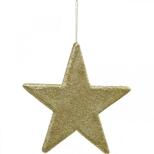 Itens Pingente de estrela de decoração de natal glitter dourado 30cm 2uds