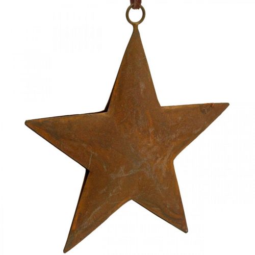 Pingente de Natal estrela de metal estrela ferrugem look Alt. 13,5cm