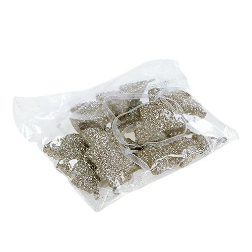 Floristik24 Cabide de abeto com mica 6,5 cm champanhe 6 unidades