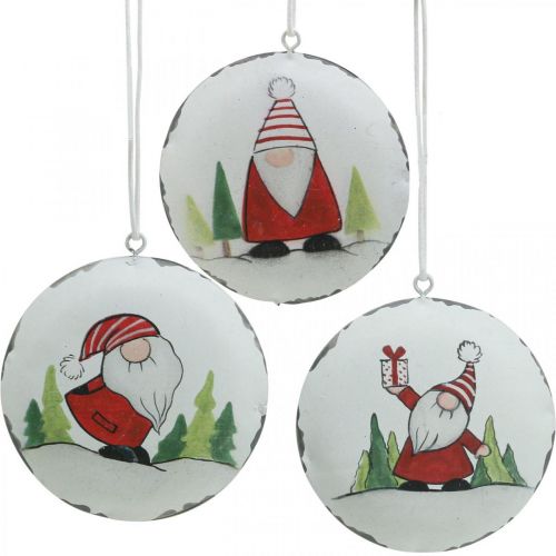 Floristik24 Pingente de natal gnomo decoração de árvore de metal Ø8cm 6uds