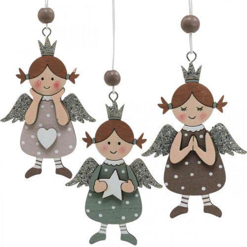 Floristik24 Pingente de anjo anjo de natal decoração em madeira 9,5x6,5cm 9uds