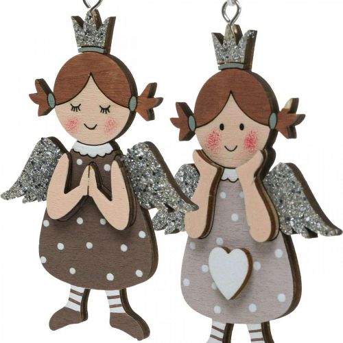 Floristik24 Pingente de anjo anjo de natal decoração em madeira 9,5x6,5cm 9uds