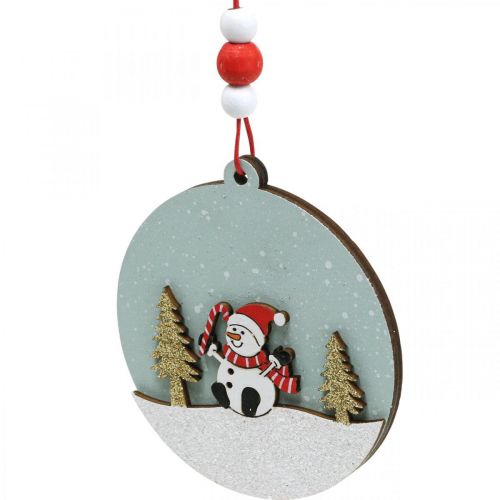 Itens Pingente de Natal redondo decoração de madeira para pendurar Ø8,5cm 6uds