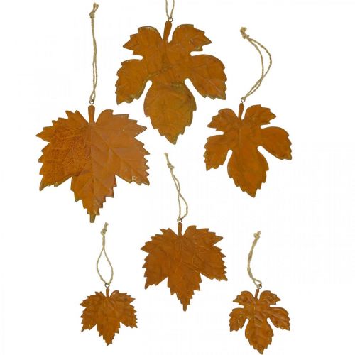 Itens Decoração de outono folhas de metal com aparência de ferrugem folha de bordo 6 peças