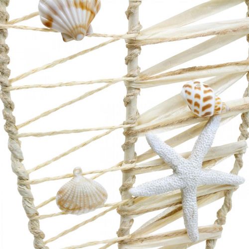 Floristik24 Decoração de peixe marítimo com vime e conchas, decoração de cabide de peixe forma natureza 38cm