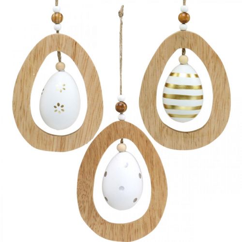 Floristik24 Ovo de páscoa para pendurar com padrão de ovos decoração de páscoa H12cm 3pcs