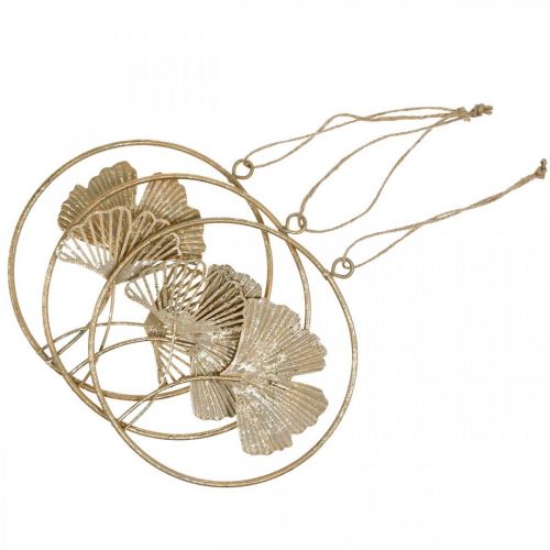 Itens Decoração ginkgo cabide dourado decoração de metal vintage Ø16cm 3 unidades