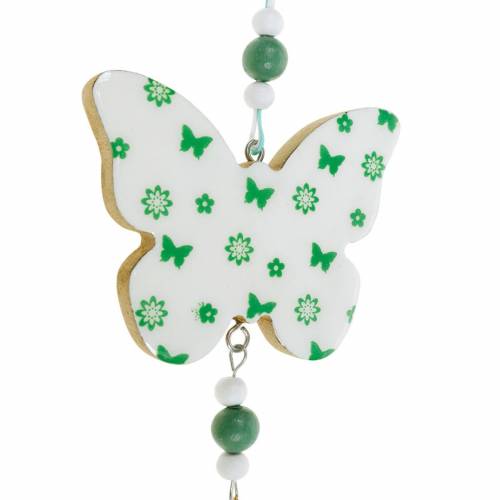 Floristik24 Decoração suspensa coração flor borboleta branca, madeira verde decoração de primavera 6 peças