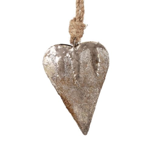 Decoração suspensa de corações de metal decoração corações prata 11 cm 3 unidades