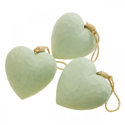 Itens Cabide decorativo de coração de madeira coração feito de decoração de madeira verde 12 cm 3 unidades