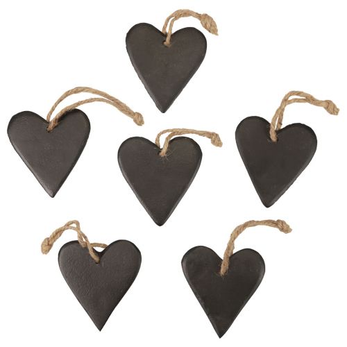 Floristik24 Decoração suspensa coração de ardósia corações decorativos preto 7 cm 6 unidades