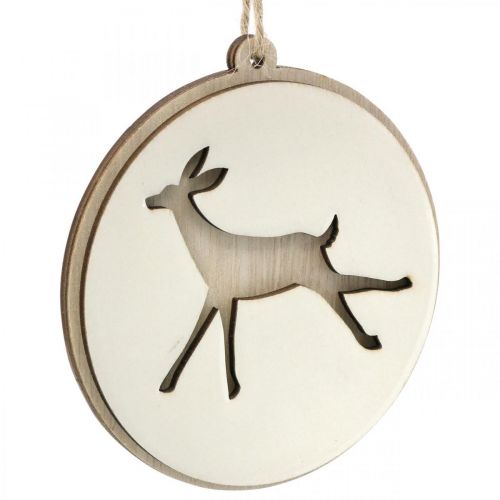 Itens Pingente com cervo, medalhão de decoração, decoração de madeira, Advento Ø9,5cm 6pcs