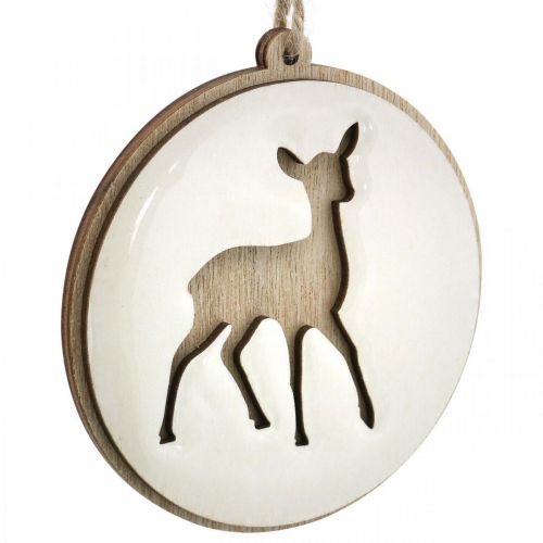 Itens Pingente com cervo, medalhão de decoração, decoração de madeira, Advento Ø9,5cm 6pcs