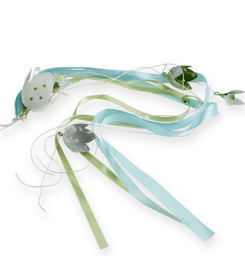 Floristik24 Cabide decorativo com flores de metal e fitas de 90cm
