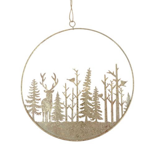 Anel decorativo de metal floresta veado decoração vintage ouro Ø22,5cm