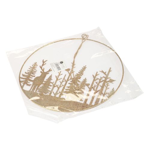 Floristik24 Anel decorativo de metal floresta veado decoração vintage ouro Ø22,5cm