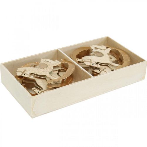 Floristik24 Cavalo de Balanço Deco Natal Metal Creme Marrom 6 peças