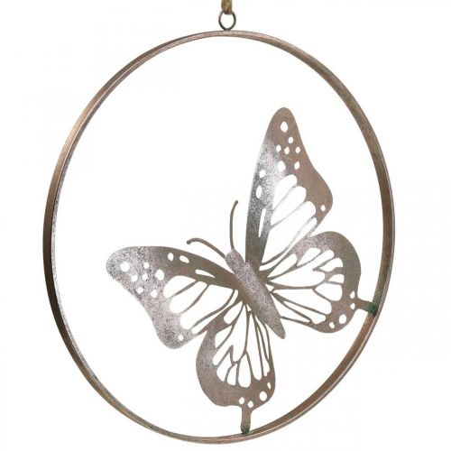 Itens Anel de metal decorativo de borboleta rosa Ø38cm para decoração de parede