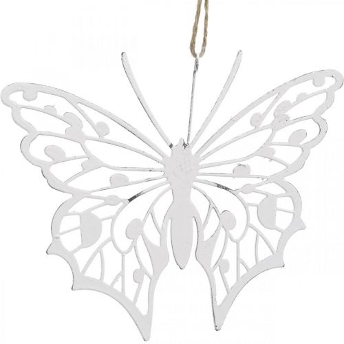 Itens Decoração de borboleta pendurada decoração de metal vintage branco 15×12cm 3uds