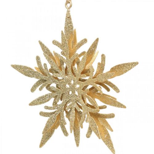Floristik24 Floco de neve, decoração da árvore de Natal, decoração da janela Natal Dourado 12cm 4uds