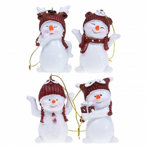 Floristik24 Boneco de neve de decorações para árvores de Natal para pendurar 8 cm 4 unidades